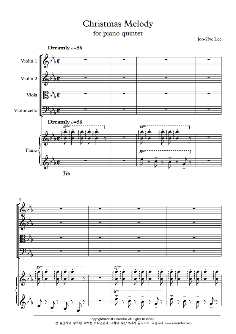 Christmas Melody for Piano Quintet